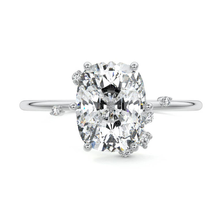 Zephyra - Six Prongs Setting with Fancy Diamond Accents WG