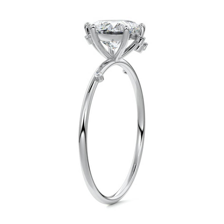 Zephyra - Six Prongs Setting with Fancy Diamond Accents WG