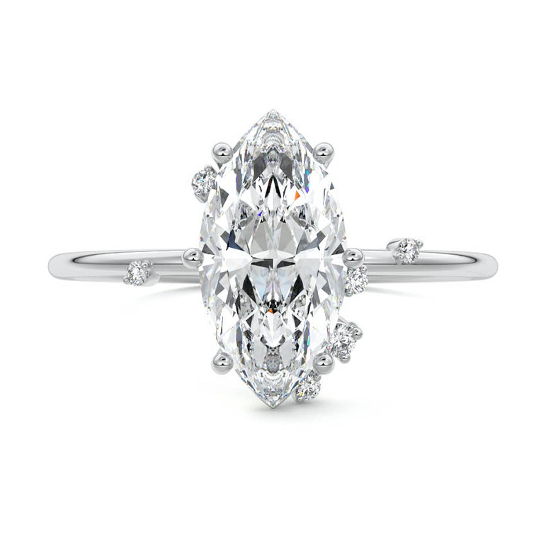 Zephyra - Six Prongs Setting with Fancy Diamond Accents WG