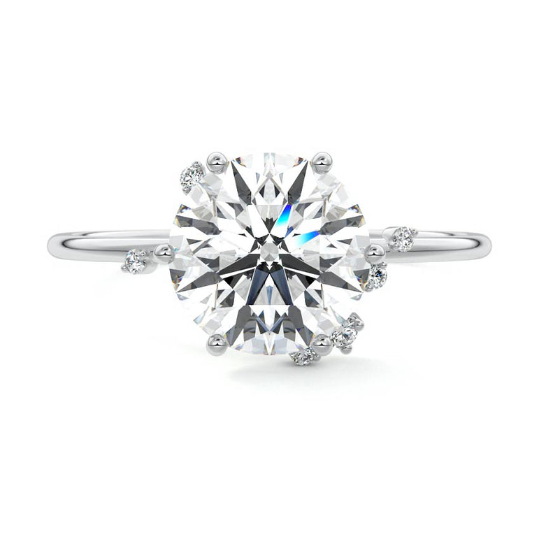 Zephyra - Six Prongs Setting with Fancy Diamond Accents WG