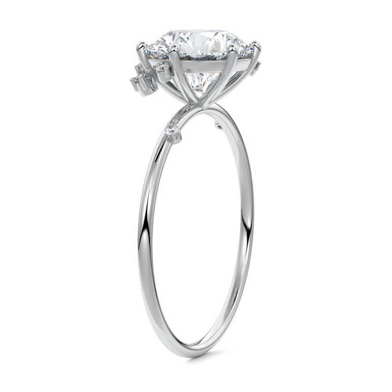 Zephyra - Six Prongs Setting with Fancy Diamond Accents WG