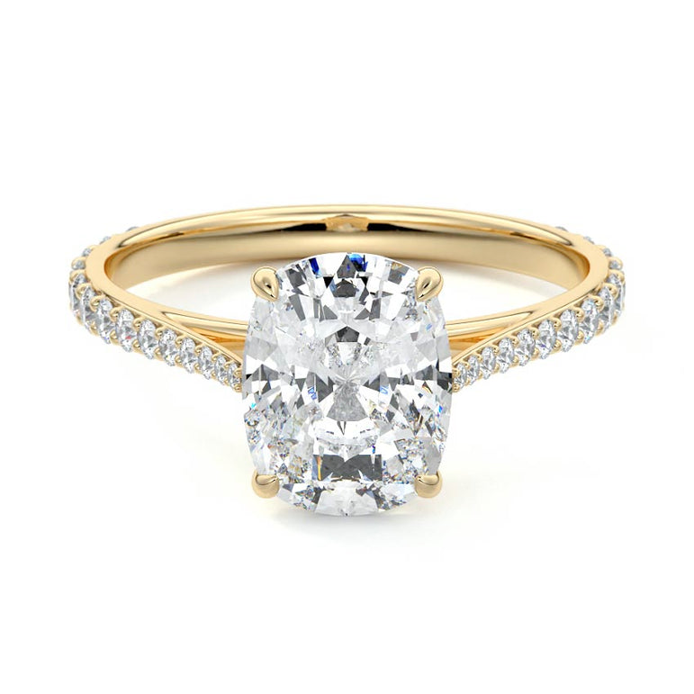 Astria - Solitaire Cathedral Graduated Pave Diamond Setting