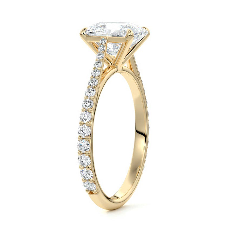 Astria - Solitaire Cathedral Graduated Pave Diamond Setting