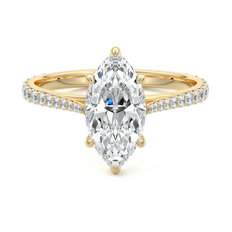 Astria - Solitaire Cathedral Graduated Pave Diamond Setting