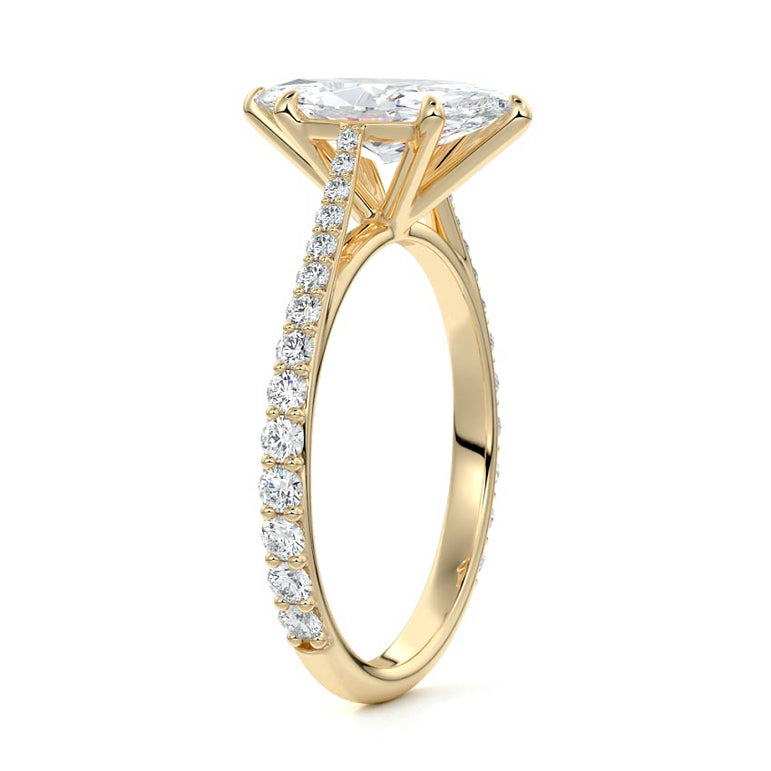 Astria - Solitaire Cathedral Graduated Pave Diamond Setting