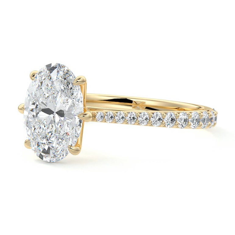 Astria - Solitaire Cathedral Graduated Pave Diamond Setting