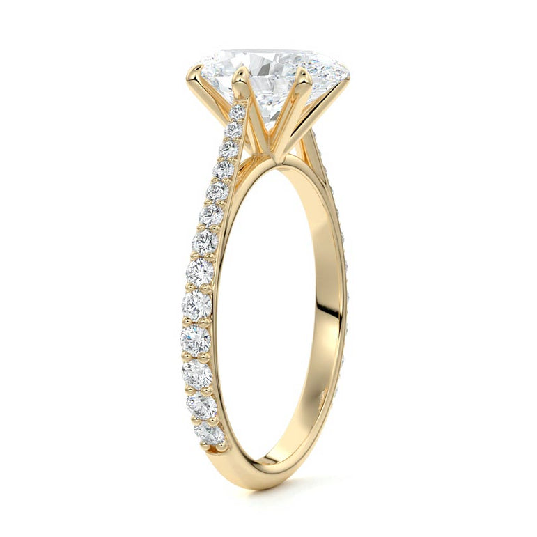 Astria - Solitaire Cathedral Graduated Pave Diamond Setting