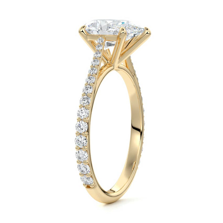 Astria - Solitaire Cathedral Graduated Pave Diamond Setting