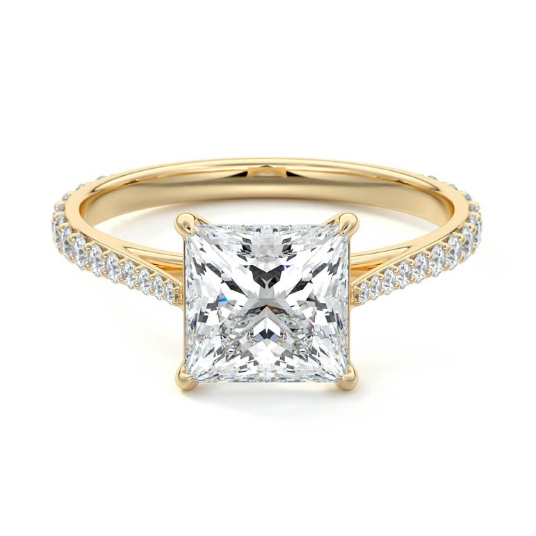 Astria - Solitaire Cathedral Graduated Pave Diamond Setting