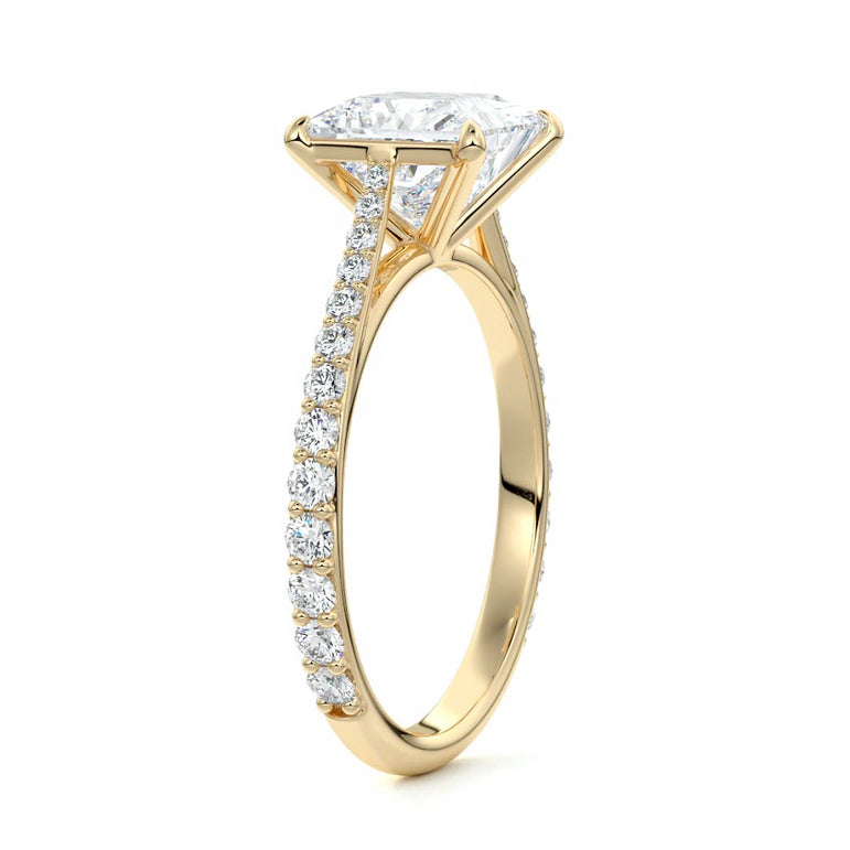 Astria - Solitaire Cathedral Graduated Pave Diamond Setting