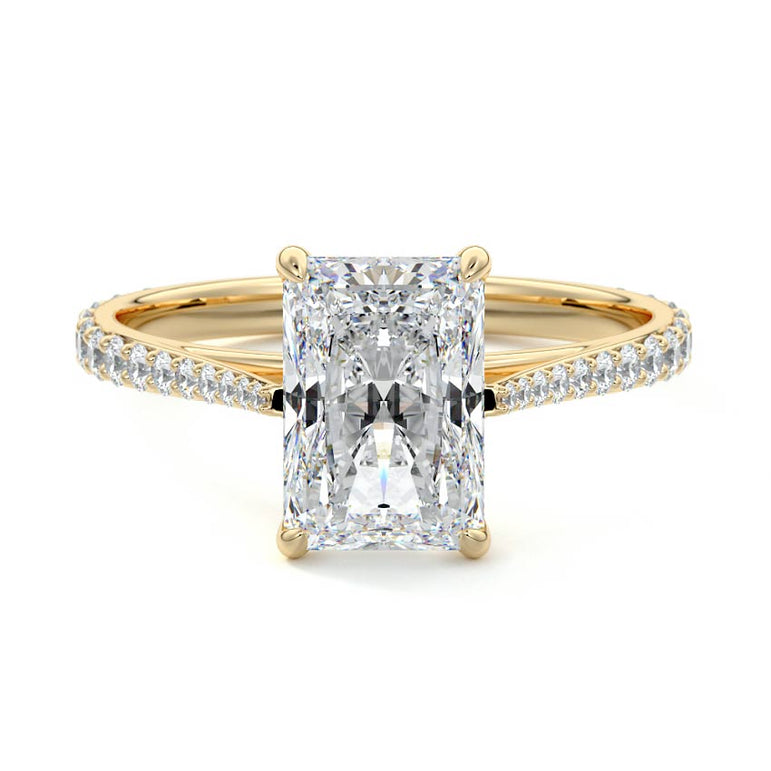 Astria - Solitaire Cathedral Graduated Pave Diamond Setting