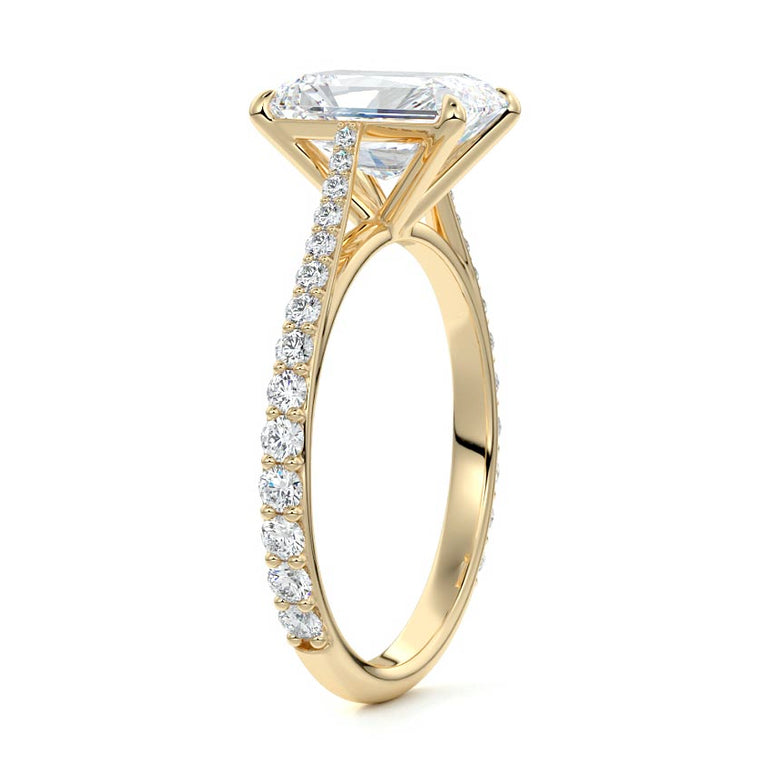 Astria - Solitaire Cathedral Graduated Pave Diamond Setting