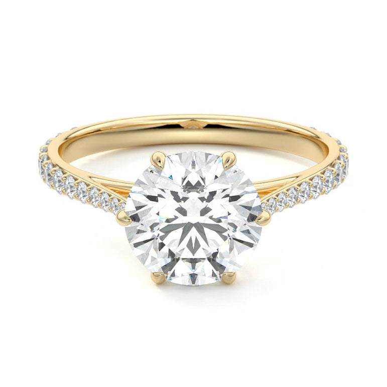 Astria - Solitaire Cathedral Graduated Pave Diamond Setting