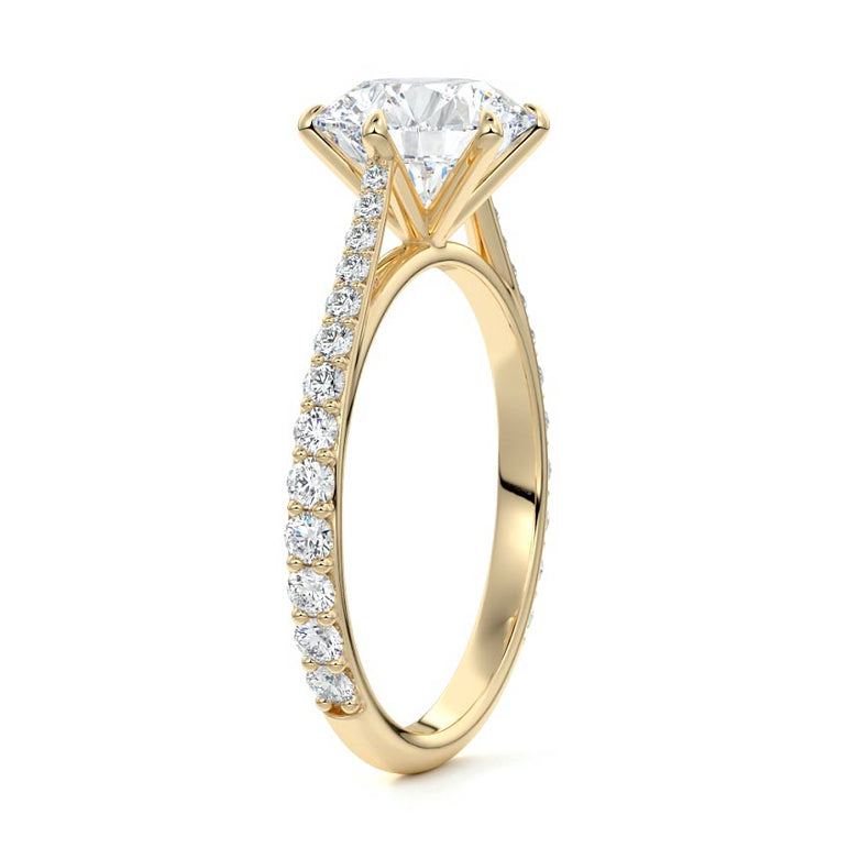 Astria - Solitaire Cathedral Graduated Pave Diamond Setting